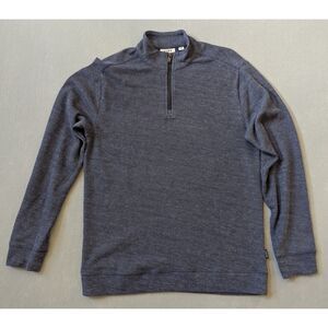 Men's Rowm Long Sleeve Solid Ribbed Textured Q-Zip Blue Size M